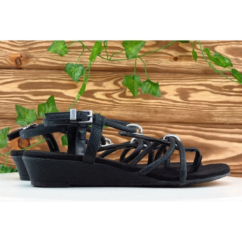 Alfani Size 6.5 M‎ Black Gladiator Synthetic Women Sandal Shoes